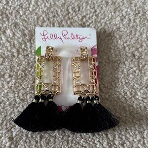 Lilly Pulitzer Gold and Black Tassel Earrings